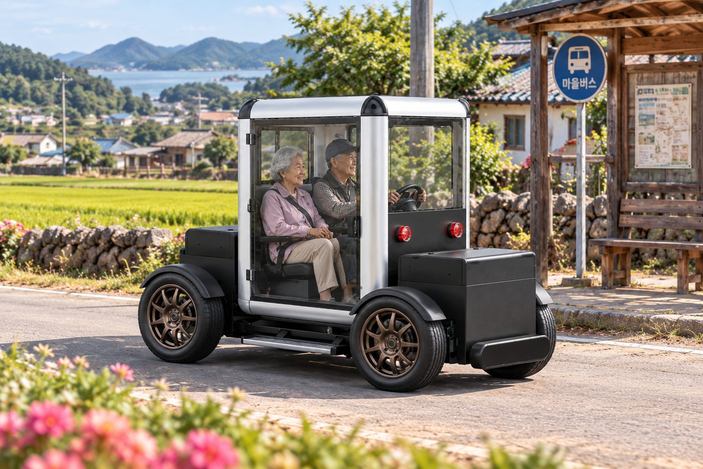 Concept image of RUTA LSV driving on a village road